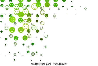 Light Green vector pattern with positive smiles. Colorful gradient Smiles on white background. Beautiful design for your business advert.