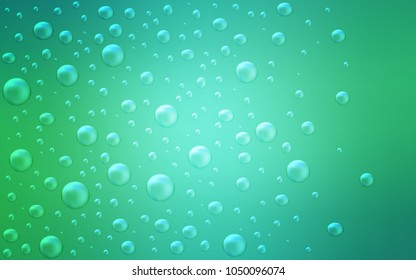 Light Green vector pattern with spheres. Glitter abstract illustration with blurred drops of rain. Pattern can be used as texture of water, rain drops.