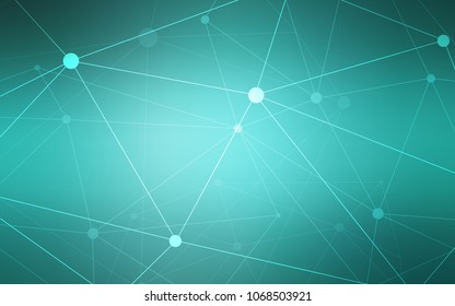 Light Green vector pattern with spheres, triangles. Glitter abstract illustration with connection of triangle structure. New design for ad, poster, banner of your website.