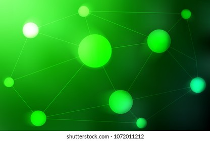 Light Green vector pattern with spheres, triangles. Design with connection of dots and lines on colorful background. Pattern can be used for ads, leaflets.