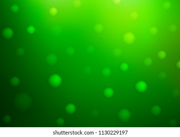 Light Green vector pattern with spheres. Glitter abstract illustration with blurred drops of rain. The pattern can be used for aqua ad, booklets.