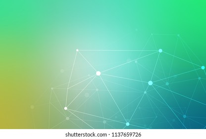 Light Green vector pattern with spheres, triangles. Glitter abstract illustration with connection of triangle structure. Pattern can be used for beautiful websites.