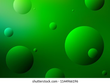 Light Green vector pattern with spheres. Modern abstract illustration with colorful water drops. Pattern can be used as texture of water, rain drops.