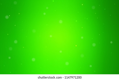 Light Green vector pattern with spheres. Glitter abstract illustration with blurred drops of rain. Pattern can be used for futuristic ad, booklets.