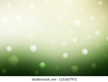 Light Green vector pattern with spheres. Modern abstract illustration with colorful water drops. Pattern can be used as texture of water, rain drops.