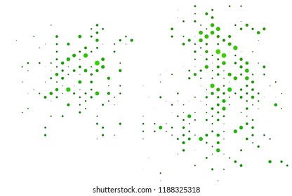 Light Green vector pattern with spheres. Glitter abstract illustration with blurred drops of rain. Template for your brand book.