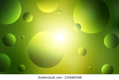 Light Green vector pattern with spheres. Glitter abstract illustration with blurred drops of rain. Pattern can be used for ads, leaflets.