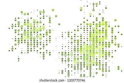 Light Green vector pattern with spheres. Glitter abstract illustration with blurred drops of rain. Template for your brand book.