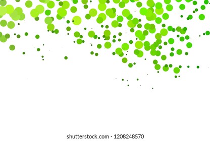 Light Green vector pattern with spheres. Blurred bubbles on abstract backdrop with colorful gradient. Design for posters, banners.