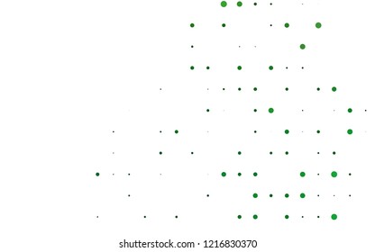 Light Green vector pattern with spheres. Glitter abstract illustration with blurred drops of rain. Design for business adverts.