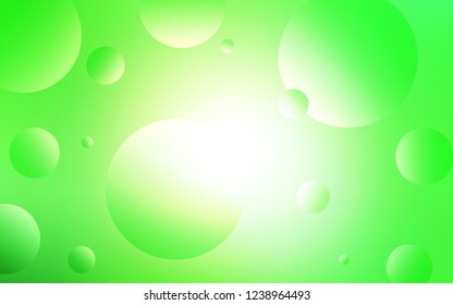 Light Green vector pattern with spheres. Modern abstract illustration with colorful water drops. Pattern can be used as texture of wallpapers.