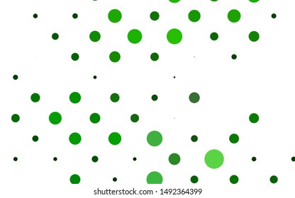 Light Green vector pattern with spheres. Blurred bubbles on abstract background with colorful gradient. Template for your brand book.