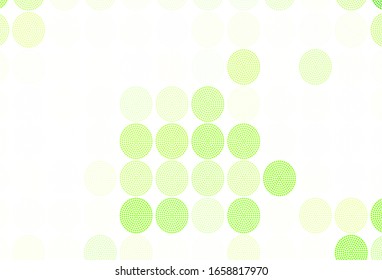 Light Green vector pattern with spheres. Blurred decorative design in abstract style with bubbles. Design for your business advert.