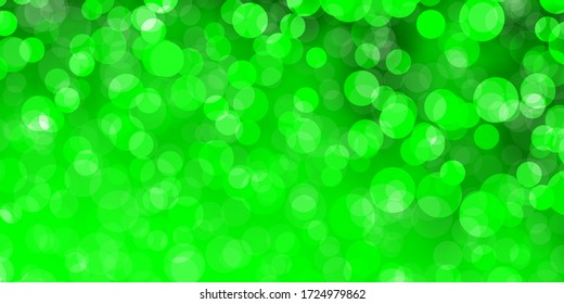 Light Green vector pattern with spheres. Abstract colorful disks on simple gradient background. Pattern for booklets, leaflets.