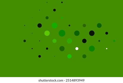 Light Green vector pattern with spheres. Glitter abstract illustration with blurred drops of rain. Design for posters, banners.