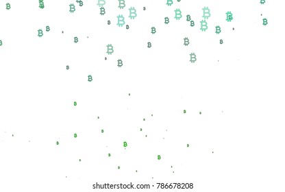 Light Green vector pattern with symbols of Bitcoins. Blurred design in simple style with symbols of Bitcoins. The pattern can be used as ads, poster, banner for payments.