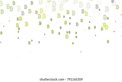 Light Green vector pattern with symbols of Bitcoins. Blurred design in simple style with symbols of Bitcoins. The pattern can be used as ads, poster, banner for payments.