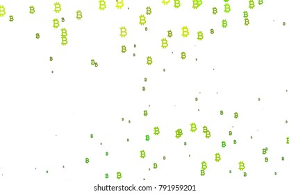 Light Green vector pattern with symbols of Bitcoins. Blurred design in simple style with symbols of Bitcoins. Smart design for your business advert of economic, wealth.