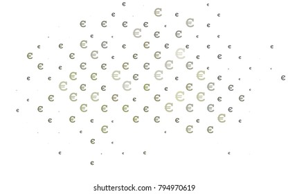 Light Green vector pattern with symbols of Euro. Modern abstract illustration with symbols of digital money. Template can be used as a background for ads of markets, loans.