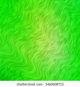 Light Green vector pattern with wry lines. Colorful geometric sample with gradient curves.  Pattern for ads, commercials.