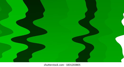 Light Green vector pattern with wry lines. Colorful geometric sample with gradient curves.  Best design for your posters, banners.