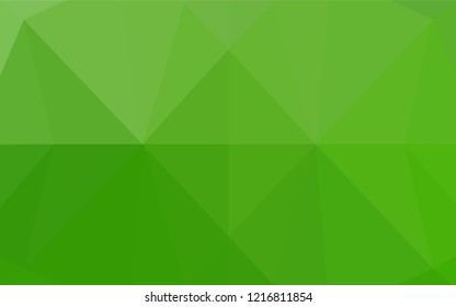 Light Green vector polygon abstract backdrop. Triangular geometric sample with gradient.  Brand new style for your business design.