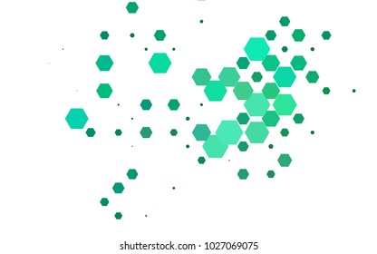 Light Green vector polygonal illustration, which consist of hexagons. Hexagonal pattern for your business design. Geometric background in Origami style with gradient. 