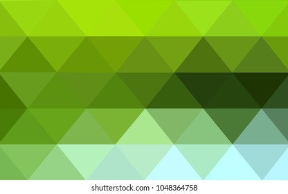 Light Green vector polygonal illustration, which consist of triangles. Triangular pattern for your business design. Geometric background in Origami style with gradient. 