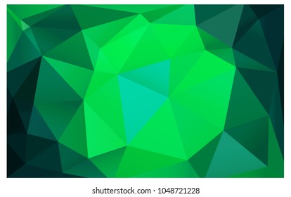 Light Green vector polygonal illustration, which consist of triangles. Triangular pattern for your business design. Geometric background in Origami style with gradient. 