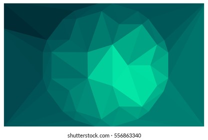 Light Green vector polygonal illustration, which consist of triangles with a gemstone in center. Triangular design of a huge diamond for your business. Creative geometric background of gems.