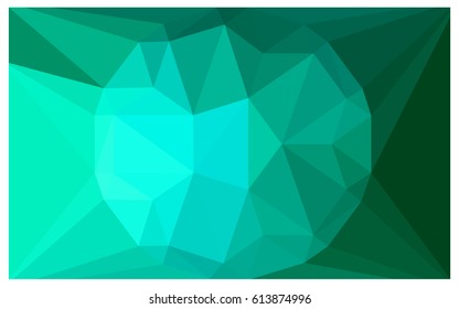 Light Green vector polygonal illustration, which consist of triangles with a gemstone in center. Triangular design of a huge diamond for your business. Creative geometric background of gems.
