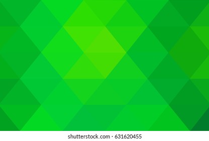 Light Green vector polygonal illustration, which consist of triangles. Triangular pattern for your business design. Geometric background in Origami style with gradient. 