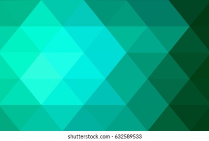 Light Green vector polygonal illustration, which consist of triangles. Triangular pattern for your business design. Geometric background in Origami style with gradient. 