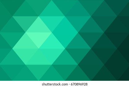 Light Green vector polygonal illustration, which consist of triangles. Triangular pattern for your business design. Geometric background in Origami style with gradient. 