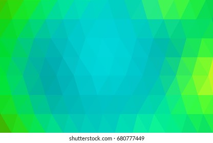 Light Green vector polygonal illustration, which consist of triangles. Triangular pattern for your business design. Geometric background in Origami style with gradient. 