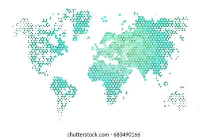Light Green vector polygonal illustration, which consist of hexagons. Hexagonal design for your business. Creative geometric background in Origami style with gradient