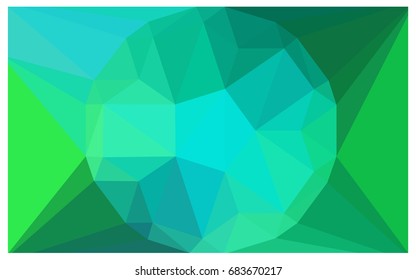 Light Green vector polygonal illustration, which consist of triangles with a gemstone in center. Triangular design of a huge diamond for your business. Creative geometric background of gems.