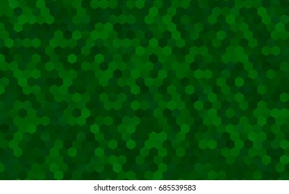 Light Green vector polygonal illustration, which consist of hexagons. Hexagonal pattern for your business design. Geometric background in Origami style with gradient. 