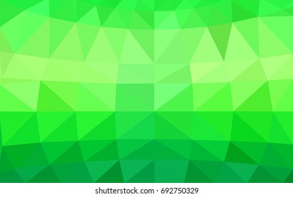 Light Green vector polygonal illustration, which consist of triangles. Triangular pattern for your business design. Geometric background in Origami style with gradient. 