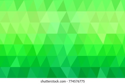 Light Green vector polygonal illustration, which consist of triangles. Triangular pattern for your business design. Geometric background in Origami style with gradient. 