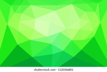 Light Green vector polygonal pattern with a heart in a centre. Colorful abstract illustration with triangles. Triangular pattern for your design.