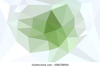 Light Green vector polygonal template with a heart in a centre. Colorful illustration with gradient. New template for your brand book.