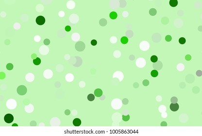 Light Green vector red banner with set of circles, dots. Donuts Background. Creative Design Template. Technological halftone illustration.