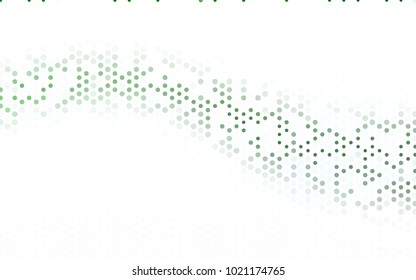 Light Green vector red banner with set of circles, dots. Donuts Background. Creative Design Template. Technological halftone illustration.