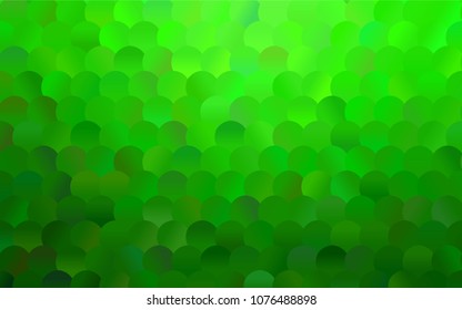 Light Green vector red banner with set of circles, dots. Donuts Background. Creative Design Template. Technological halftone illustration.
