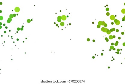 Light Green vector red banner with set of circles, dots. Donuts Background. Creative Design Template. Technological halftone illustration.