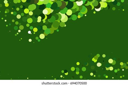 Light Green vector red banner with set of circles, dots. Donuts Background. Creative Design Template. Technological halftone illustration.