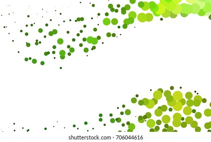 Light Green vector red banner with set of circles, dots. Donuts Background. Creative Design Template. Technological halftone illustration.
