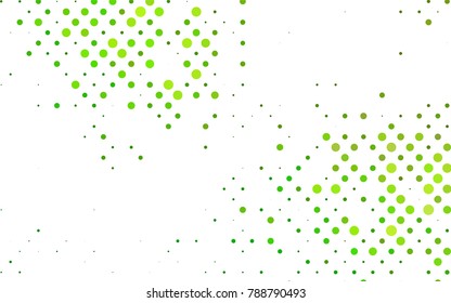 Light Green vector red banner with set of circles, dots. Donuts Background. Creative Design Template. Technological halftone illustration.