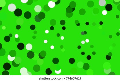 Light Green vector red banner with set of circles, dots. Donuts Background. Creative Design Template. Technological halftone illustration.